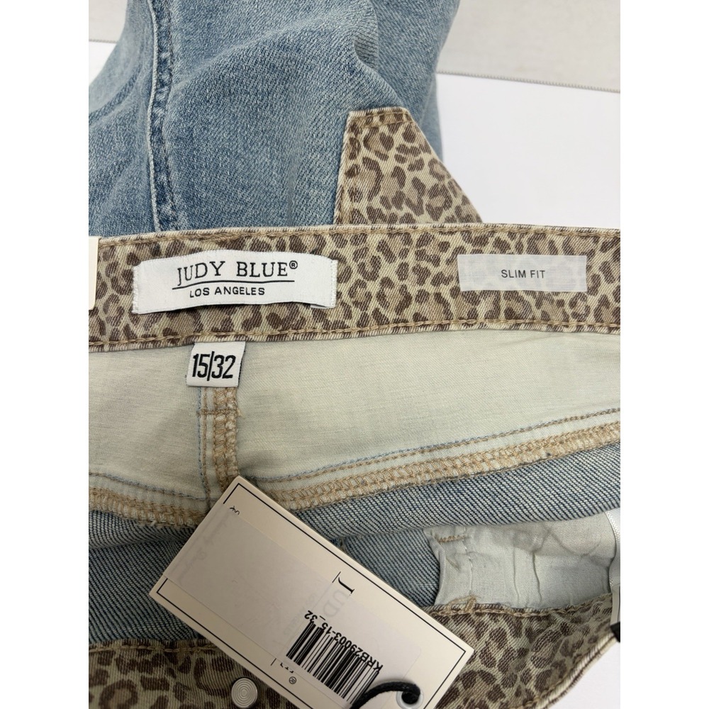 JUDY BLUE NWT Hi-Rise Cheetah Camo Slim Jean sz 15/32 Style 88380 Minor Distress - Picture 3 of 9